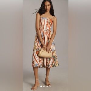 Maeve by Anthropologie Strapless Belted A-Line Midi Dress